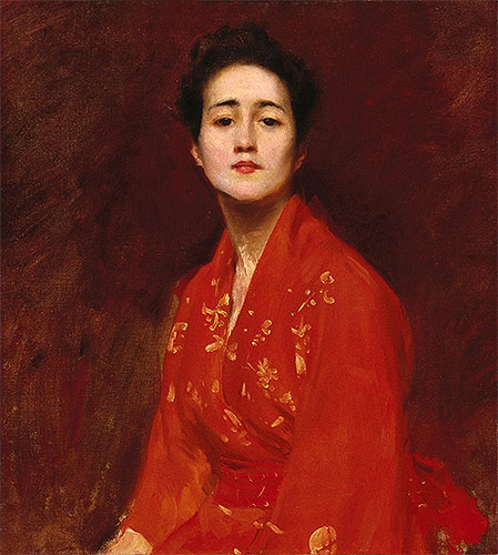 Mädchen im japanischen Kleid | William Merritt Chase | Gemälde Reproduktion