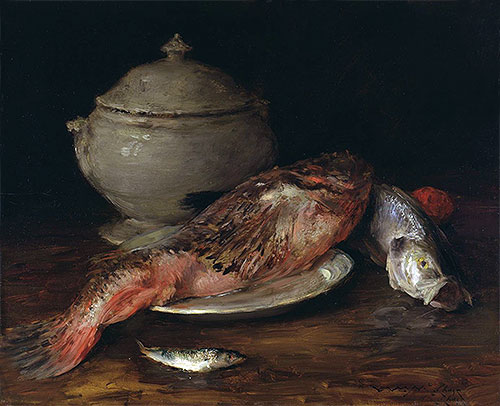 Still Life (Fish from the Adriatic), c.1907/14 | William Merritt Chase | Gemälde Reproduktion