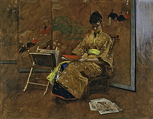 The Kimono, c.1895 by William Merritt Chase | Painting Reproduction