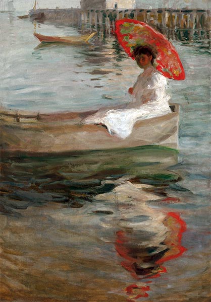 Woman with Crimson Parasol, n.d. by William Merritt Chase | Painting Reproduction