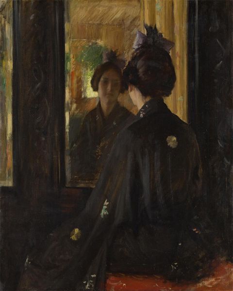 Der Spiegel, c.1900 | William Merritt Chase | Gemälde Reproduktion