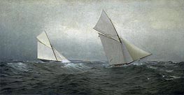 20 Miles to Windward (1885 America's Cup Race), 1885 by William Trost Richards | Painting Reproduction