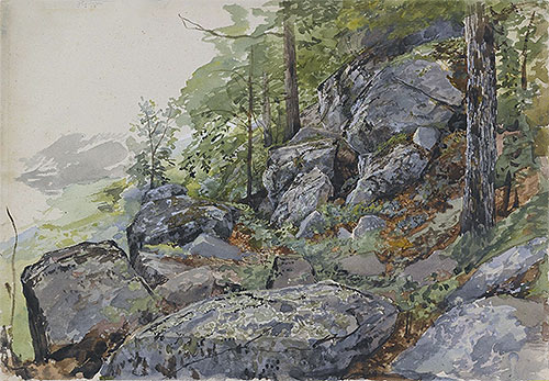 Woodland Boulders, c.1877/78 | William Trost Richards | Gemälde Reproduktion