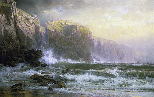 Die meilenlangen Brecher donnern auf das Riff, 1887 von William Trost Richards | Gemälde-Reproduktion