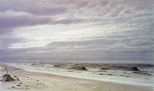 Beach Scene with Barrel and Anchor, 1870 | William Trost Richards | Gemälde Reproduktion