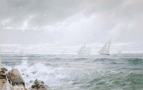 Yachts Off Newport | William Trost Richards | Painting Reproduction