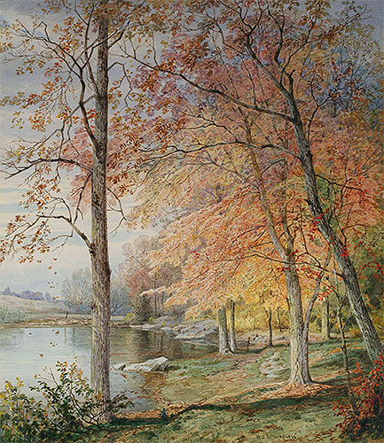 Autumn by a Pond, 1874 | William Trost Richards | Painting Reproduction