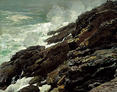 High Cliff, Coast of Maine, 1894 by Winslow Homer | Painting Reproduction