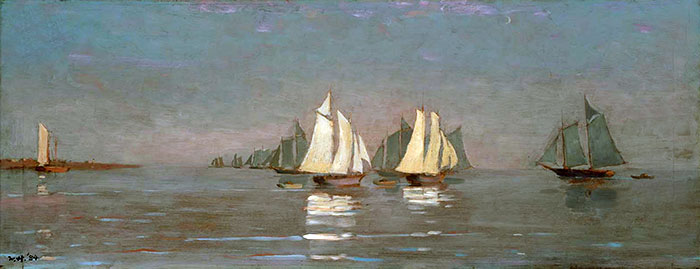 Gloucester, Mackerel Fleet at Dawn, 1884 by Winslow Homer | Painting Reproduction