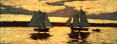 Gloucester, Mackerel Fleet at Sunset, 1884 by Winslow Homer | Painting Reproduction