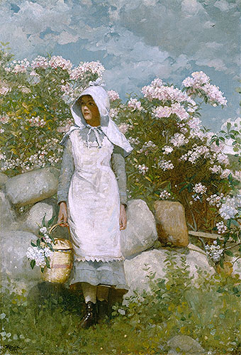 Girl and Laurel, 1879 | Winslow Homer | Painting Reproduction