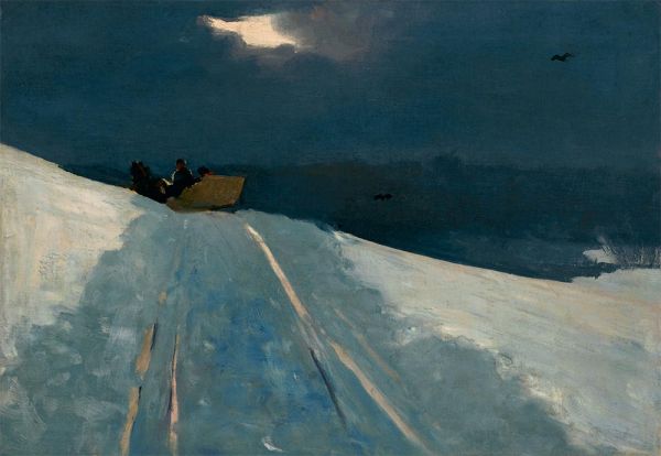 Schlittenfahrt (Mondschein auf dem Schnee) | Winslow Homer | Gemälde Reproduktion