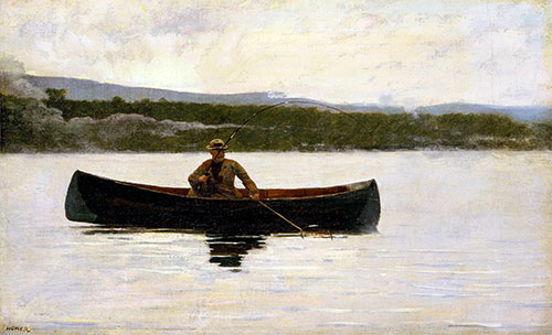 Playing a Fish, c.1875/95 | Winslow Homer | Gemälde Reproduktion