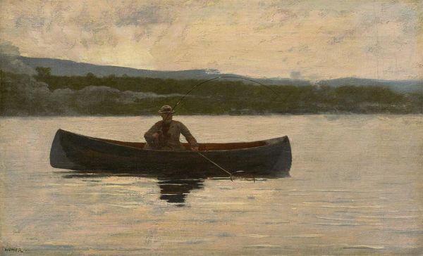 Playing a Fish, c.1875/95 by Winslow Homer | Painting Reproduction