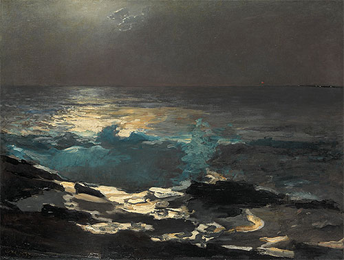 Moonlight, Wood Island Light, 1894 by Winslow Homer | Painting Reproduction