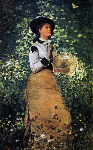 The Butterfly Girl, 1878 by Winslow Homer | Painting Reproduction