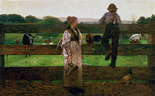 Milking Time, 1875 by Winslow Homer | Painting Reproduction