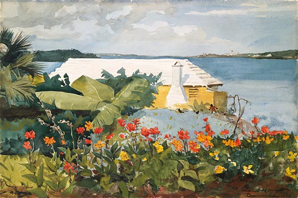 Blumengarten und Bungalow, Bermuda, 1899 | Winslow Homer | Gemälde Reproduktion