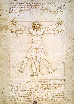 Vitruvian Man (The Proportions of the Human Figure) | Leonardo da Vinci | Painting Reproduction