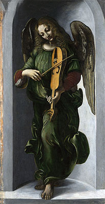 An Angel in Green with a Vielle, b.1506 | Leonardo da Vinci | Painting Reproduction