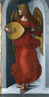 An Angel in Red with a Lute, c.1490/99 | Leonardo da Vinci | Painting Reproduction