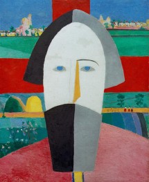 Head of a Farmer (with red cross), 1928 by Kazimir Malevich | Painting Reproduction