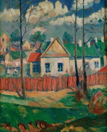 Spring. Landscape with Small House, 1928 by Kazimir Malevich | Painting Reproduction