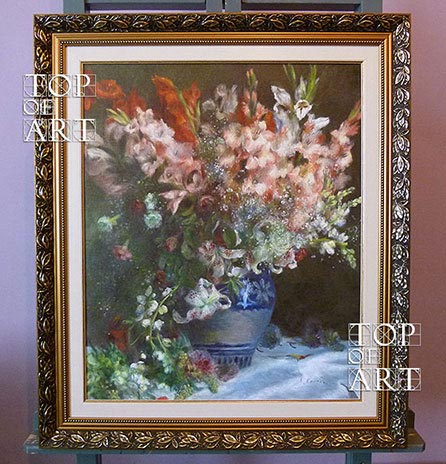 Framed Painting Gladioli in a Vase by Renoir