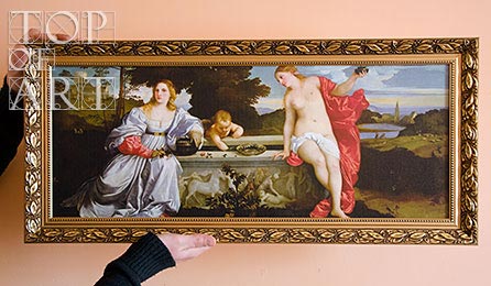 framed painting "Sacred and Profane Love" by Titian