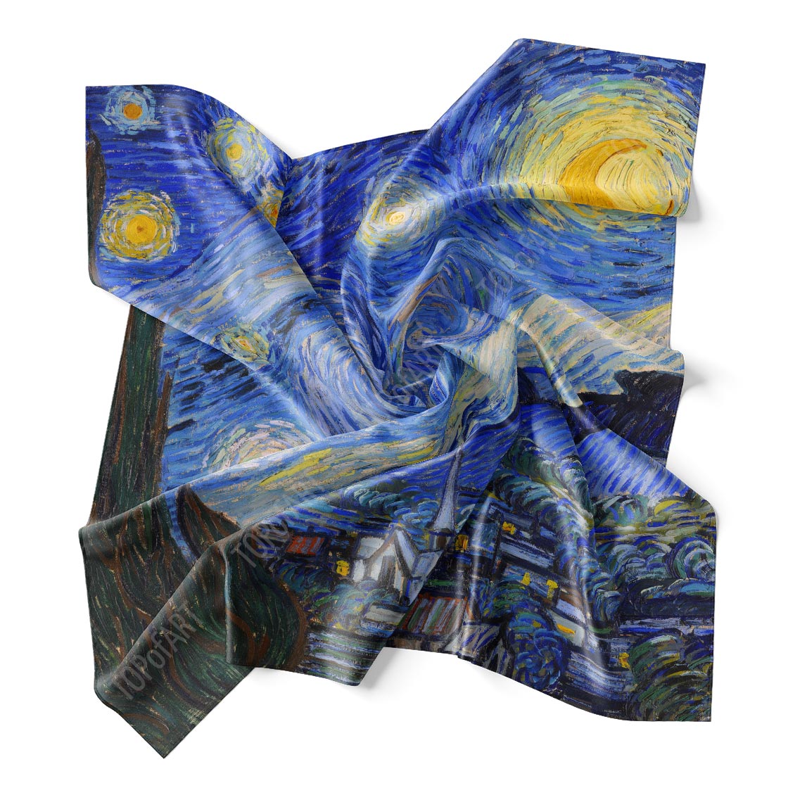Foulard En Soie VINCENT VAN GOGH – écharpe Multicolore Imprimée, Occasion, Pour Femme