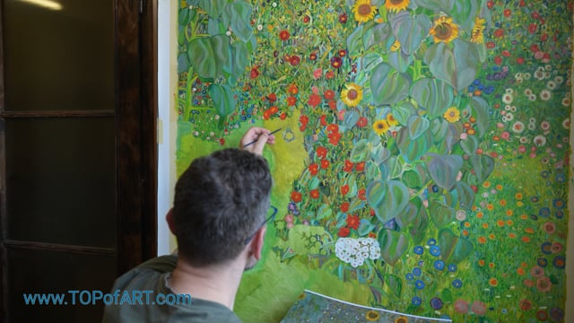 Klimt | Farm Garden with Sunflowers | Painting Reproduction Video by TOPofART