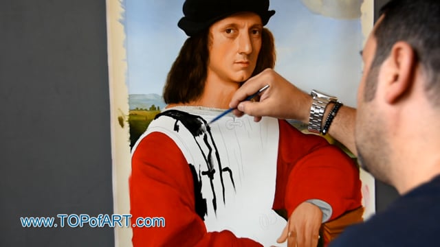 Raphael - Portrait of Agnolo Doni: A Masterpiece Recreated by TOPofART.com