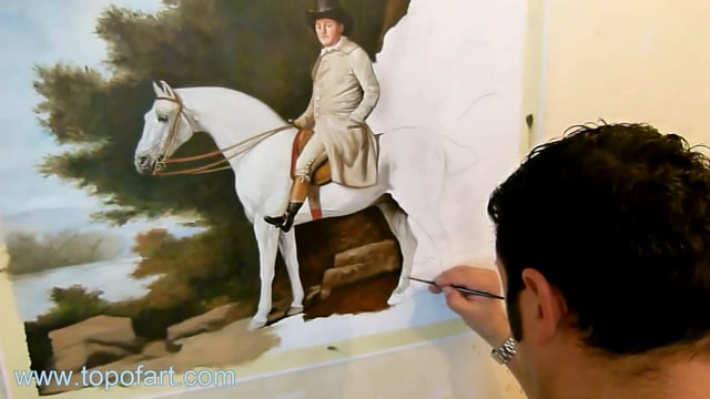George Stubbs - A Gentleman on a Grey Horse: A Masterpiece Recreated by TOPofART.com