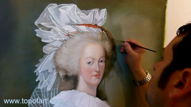 Elisabeth-Louise Vigee Le Brun - Portrait of Marie Antoinette: A Masterpiece Recreated by TOPofART.com