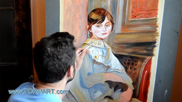 Renoir - Child with Cat (Julie Manet): A Masterpiece Recreated by TOPofART.com