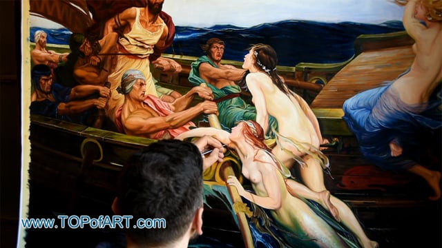 Herbert James Draper | Ulysses und die Sirenen | Gemälde Reproduktion Video von TOPofART