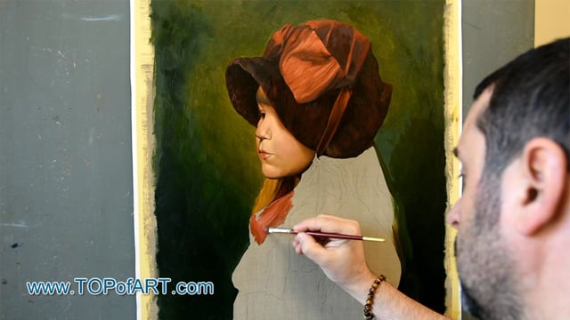 Jean Leon Gerome | Madeleine Gerome with Hat | Painting Reproduction Video by TOPofART