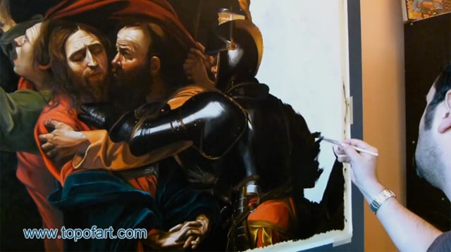 Caravaggio - The Betrayal of Christ (Taking of Christ): Ein Meisterwerk, neu geschaffen von TOPofART.com