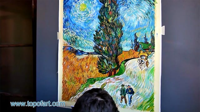 Vincent van Gogh - Road with Cypress and Star: A Masterpiece Recreated by TOPofART.com