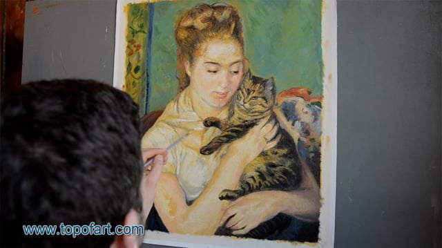 Renoir - Woman with a Cat: A Masterpiece Recreated by TOPofART.com