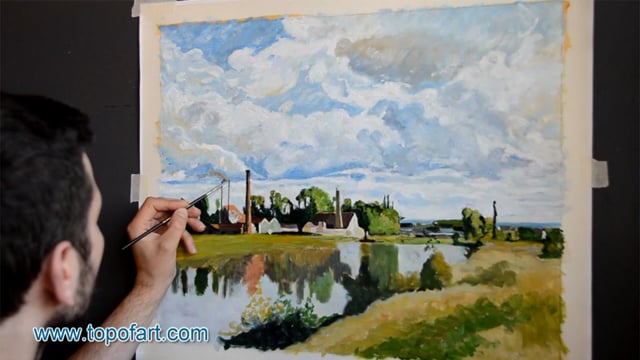 Pissarro - The Oise on the Outskirts of Pontoise: A Masterpiece Recreated by TOPofART.com