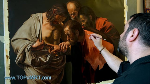 Caravaggio - The Incredulity of Saint Thomas (Doubting Thomas): A Masterpiece Recreated by TOPofART.com