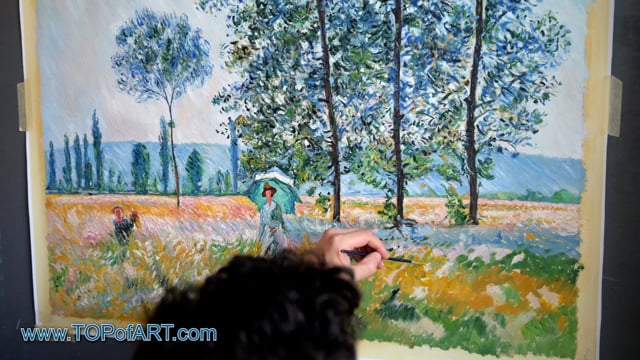 Monet | Under the Poplars, Sunlight Effect | Painting Reproduction Video by TOPofART
