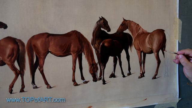 Stubbs | Mares and Foals without a Background | Painting Reproduction Video by TOPofART