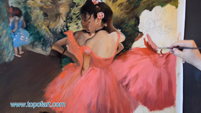 Edgar Degas | Dancers in Pink | Painting Reproduction Video by TOPofART