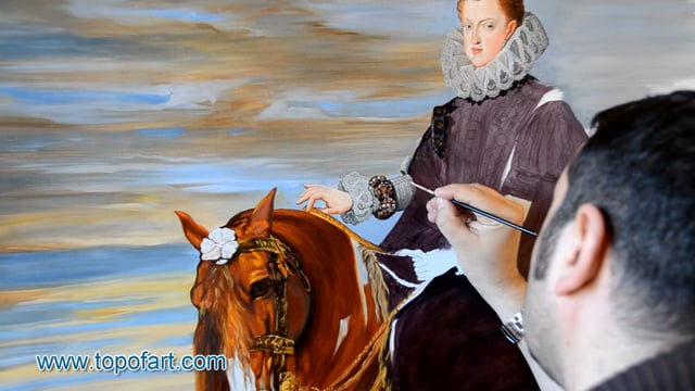 Velazquez - Königin Margarita de Österreich zu Pferd: Ein Meisterwerk, neu geschaffen von TOPofART.com
