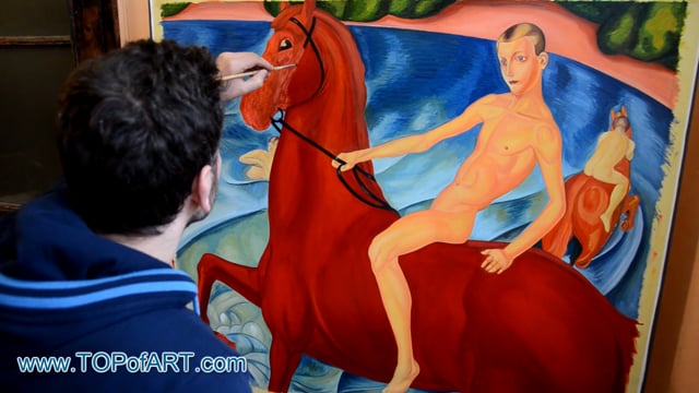 Kuzma Petrov-Vodkin - Bathing of the Red Horse: A Masterpiece Recreated by TOPofART.com