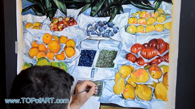 Caillebotte | Auf einem Ständer ausgestelltes Obst | Gemälde Reproduktion Video von TOPofART