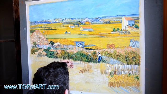 Vincent van Gogh - Harvest at La Crau with Montmajour: A Masterpiece Recreated by TOPofART.com