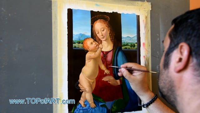 Leonardo da Vinci - The Dreyfus Madonna (Madonna with a Pomegranate): A Masterpiece Recreated by TOPofART.com